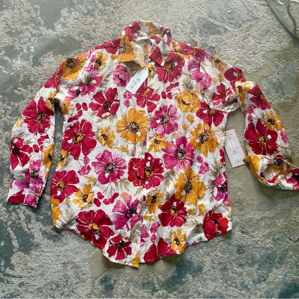 C by One Floral Button-Up Shirt